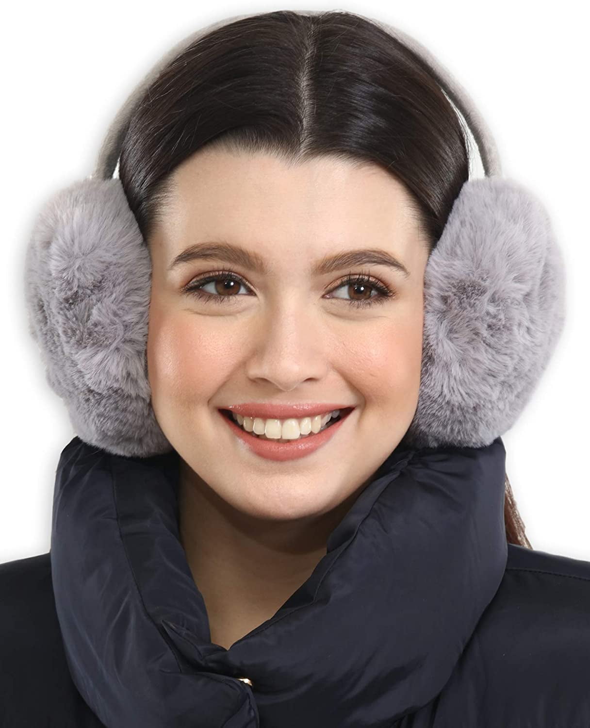 Ear Muffs for Women - Winter Ear Warmers - Soft & Warm Cable Knit Furry ...