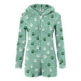 thumbnail image 3 of BLTIBY Womens Fleece Sherpa Hooded Romper Warm Fuzzy Short Playsuit Jumpsuit Cute Valentine Onesie Sleepwear Adult Zip Rompers Green 3 XXL, 3 of 5