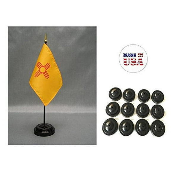 Box of 12 New Mexico 4"x6" Miniature Desk & Table Flags Includes 12 Flag Stands & 12 New Mexico State Small Mini Stick Flags
