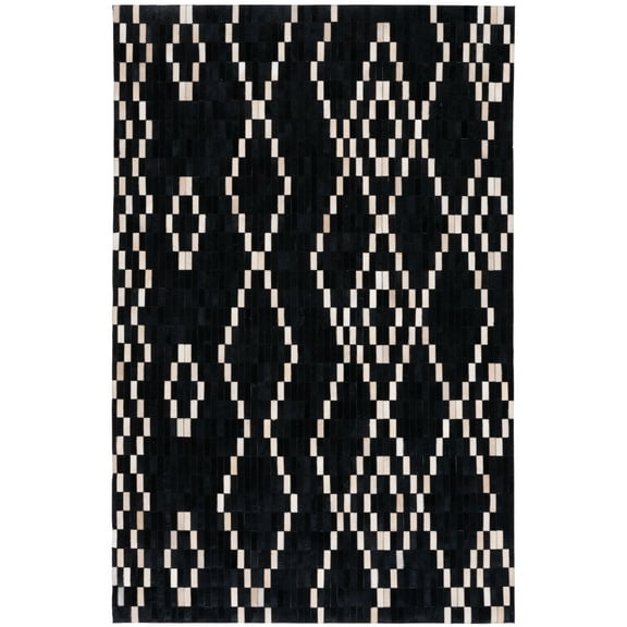 SAFAVIEH Studio Leather Jepson Geometric Area Rug, Black/Beige, 8' x 10'