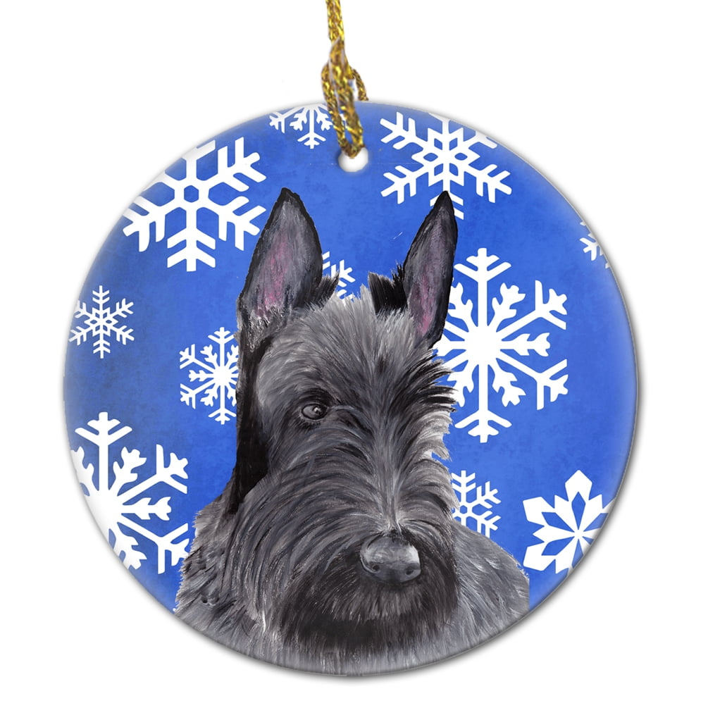 Scottish Terrier Winter Snowflakes Holiday Ceramic Ornament SC9386