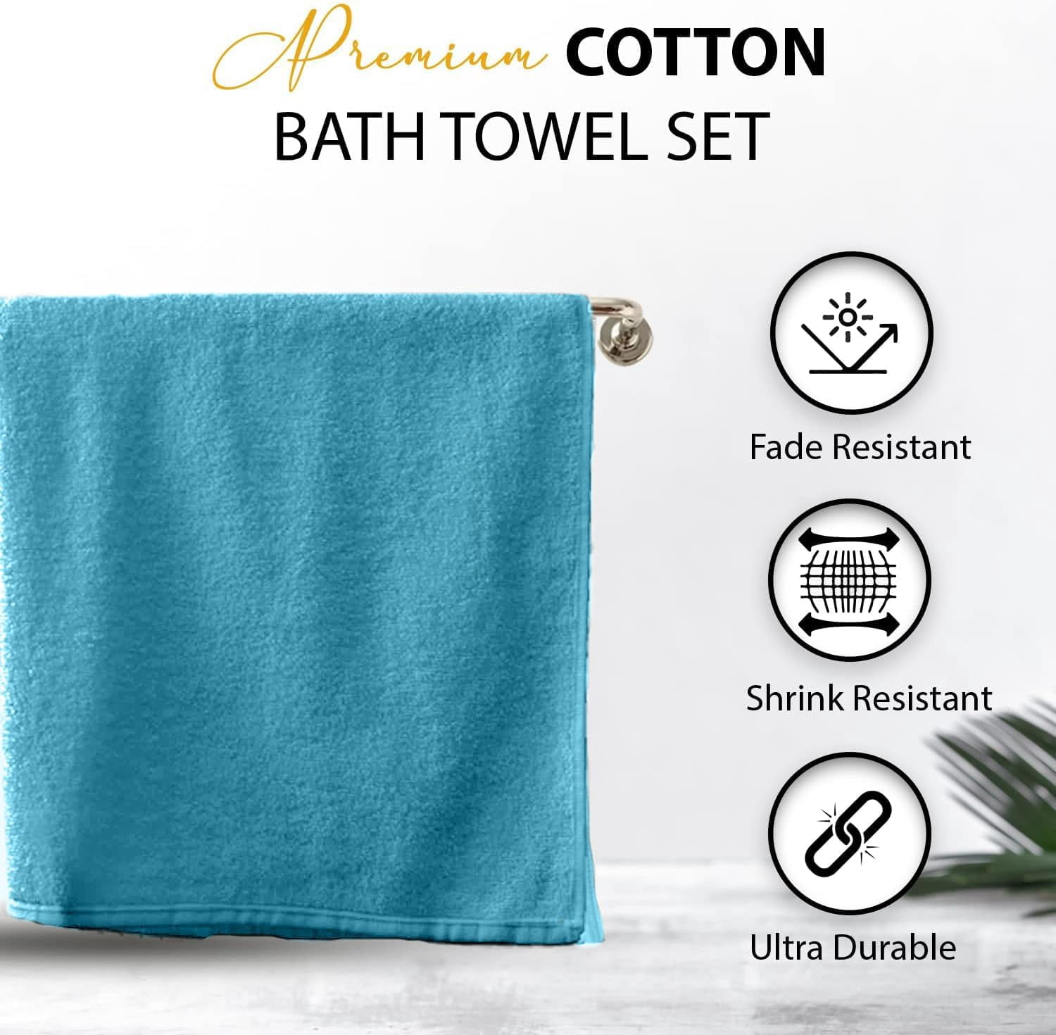KAHAF COLLECTION 100% Cotton Bath Towels, 24x48 Pack of 6 Towels, Quick Dry, Highly Absorbent, Soft Feel Towel, Gym, Spa, Bathroom, Shower, Pool, Luxury Soft Towels (Aqua, 24x48-6 Pack)