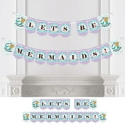 Angle View: Let's Be Mermaids - Baby Shower or Birthday Party Bunting Banner - Party Decorations - Let's Be Mermaids