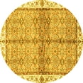 thumbnail image 1 of Ahgly Company Machine Washable Indoor Round Oriental Yellow Traditional Area Rugs, 5' Round, 1 of 4