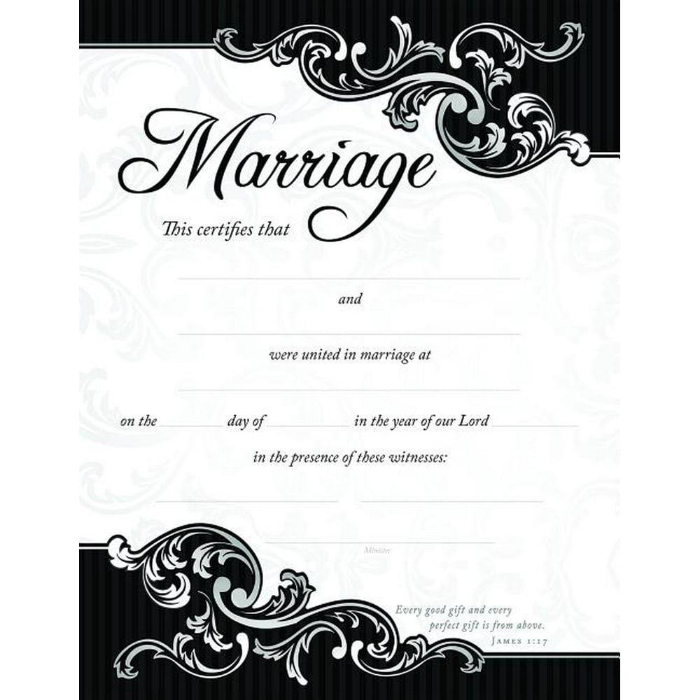 Marriage Certificate - Premium, Black Foil Embossed (Other) - Walmart ...