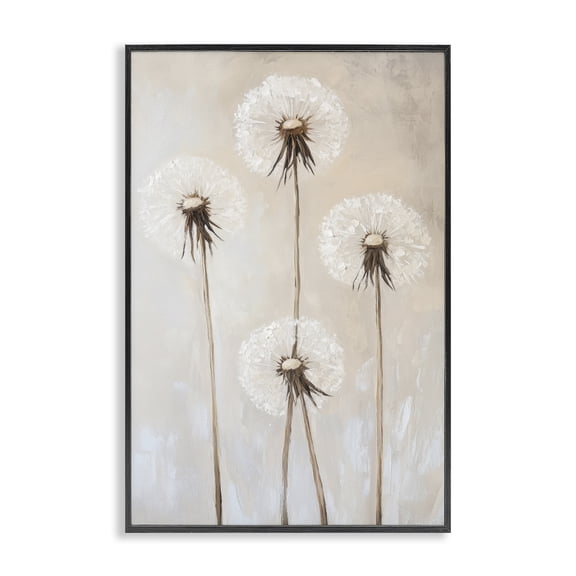 Stupell Industries French Country Neutral Dandelion Illustration Black Framed Giclee Art, 12 x 18, by Petals Prints Design