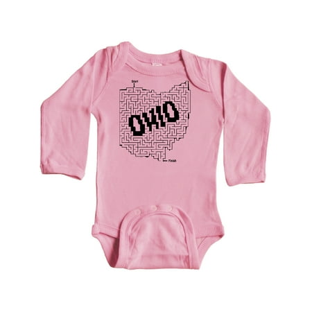 

Inktastic Ohio Maze Puzzle Gift Baby Boy or Baby Girl Long Sleeve Bodysuit