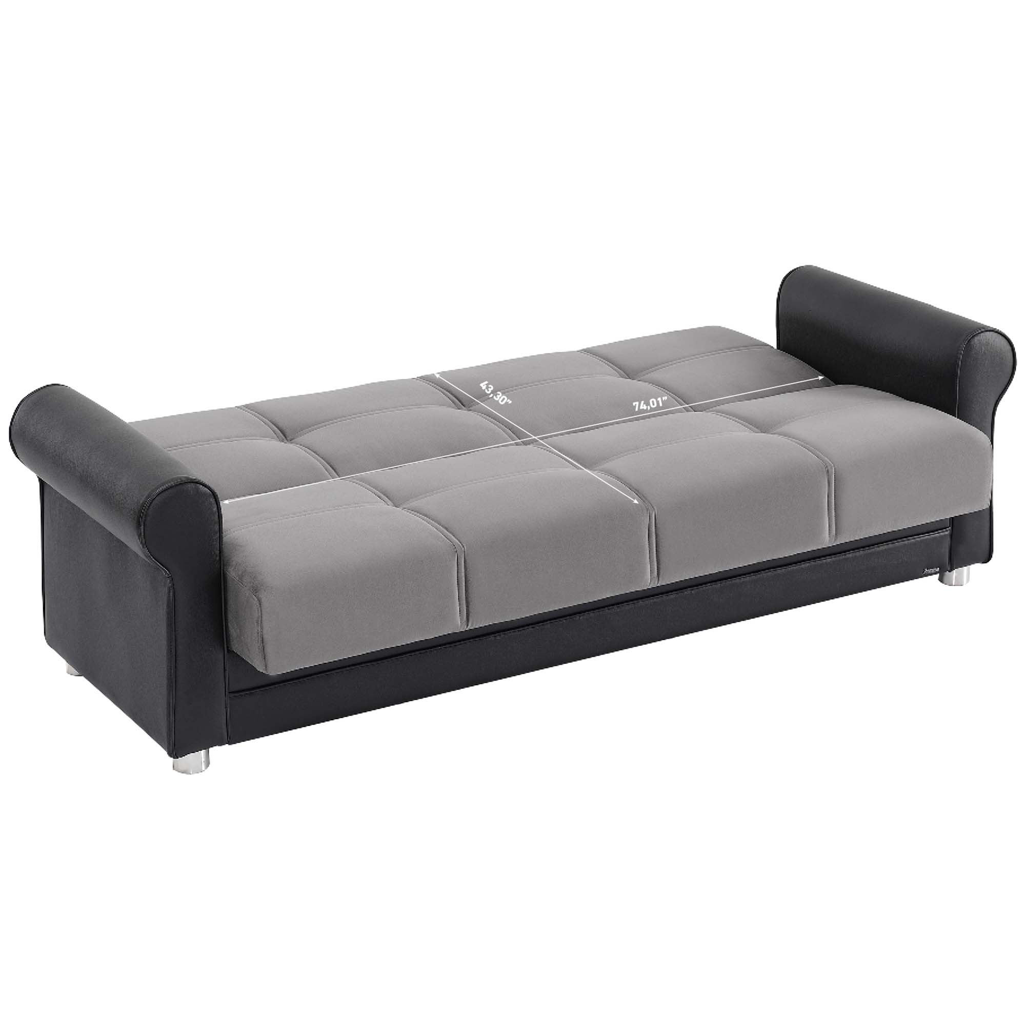 Ottomanson Convertible Sleeper Sofa Bed with Hidden Storage, Firm Comfort Couch, Gray