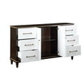 thumbnail image 6 of Modern Style 5pc Bedroom King Bed Dresser Mirror Nightstand Chest Set White and Cherry Finish w Gold Trim Wooden Furniture, 6 of 7