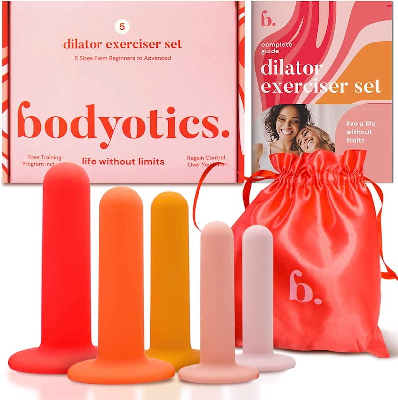 Bodyotics Heatable Vaginal Dilators Set of 5 Silicone Pelvic Floor Dilators & Carrying Pouch