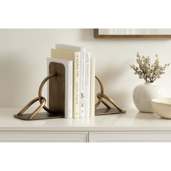 Kate and Laurel Chenery Vintage Two-Piece Metal Bookends for Bookshelf Decor, Set of 2, 6 x 4 x 7, Antique Gold, Decorative Equestrian Bookend Set for Use as Wall Shelf Filler or Entryway Table Decor