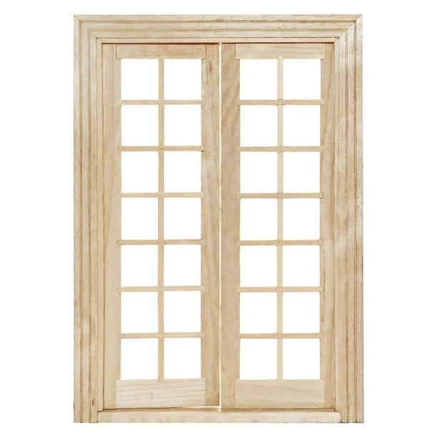 Puerta de madera para casa de muñecas, puerta doble en miniatura a escala 1:12 para renovación de casa de muñecas, madera de abedul, perfecta para juegos de simulación, 7,7 x 5,3 x 0,5 pulgadas