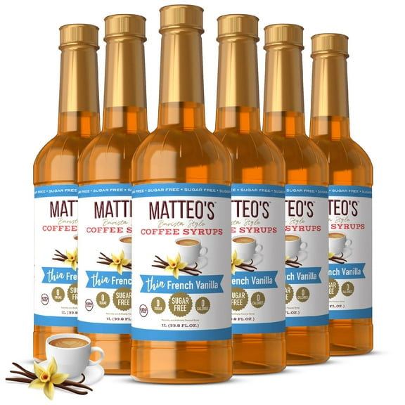 Matteo's Sugar Free Coffee Syrup, French Vanilla (1L bottle, 6-pack)