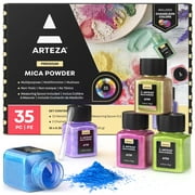 Arteza Mica Powder Art Supply Set, 0.35 oz (10g), Small Bottles - 35 Piece