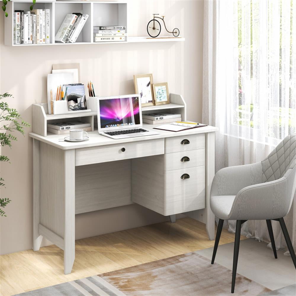 Demi Bonn Computer Desk PC Laptop Study Writing Table Workstation, Small Home Office Desk, White