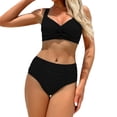 thumbnail image 2 of ZunFeo Tummy Control High Waisted Bikini Set for Women Retro Two Piece Bathing Suits Twist Front Supportive Top Ruched Bottom Swimwear Black S-XXL,Size M, 2 of 7