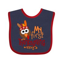 Inktastic My 1st Thanksgiving Cute Turkey with Feathers Boys or Girls Baby Bib