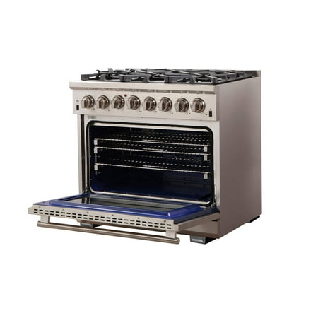 Forno Appliances - Capriasca Alta Qualita 6.58 Cu. Ft. Freestanding Double Oven Dual Fuel Electric Range with Convection Oven - Silver