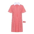 thumbnail image 2 of HULIJA Robe Chemise à Carreaux Plissée pour Petites Filles avec Bandeau Élastique Col Rabattu Robe à Volants Rouge 16, 2 of 4