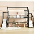 thumbnail image 2 of Bellemave Loft Bed with Slide and Stairs, Twin Size House Bed with Storage Shelves,Metal Playhouse Loft Beds Frame with Large Space Underneath（Black), 2 of 8