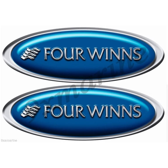Four Winns Boat Sticker Set - Classic Blue Oval 10" Long X 3.5" Tall