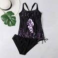 thumbnail image 5 of Jacenvly Women Tankini Set Two Piece Fashion Sleeveless Swimsuit Contrast Color Round Neck Surfing Swimwear Skin-Friendly Women'S Bikini Set Swimsuit Two Piece Printing Beachwear Black, 5 of 10
