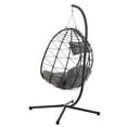 thumbnail image 5 of Outdoor Swing Chair With Stand, Wicker Hanging Egg Chair For Bedroom, Living Room, Balcony, 3 Color, 5 of 12