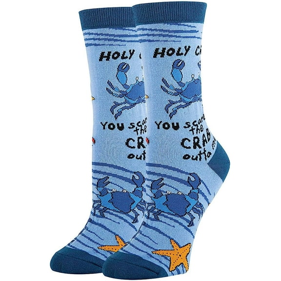 Women’s Sea Themed Funny Crew Socks, Crazy Novelty Cotton Dress Socks Gift - Holy Crab