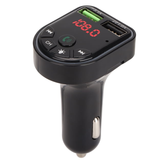 Reproductor MP3 para coche Bluetooth 5.0 estéreo con carga USB, compatible con tarjeta de memoria, disco U, transmisor FM con luz colorida
