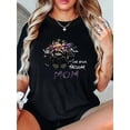 thumbnail image 1 of Women's T Shirts Summer Tops Simple Heart Graphic Shirts Sayings Short Sleeve Vacation Casual Blouse Thankful teeWomen's Casual Skull Print T-Shirt - Round Neck, Short Sleeve, Stretch Polyester and, 1 of 6