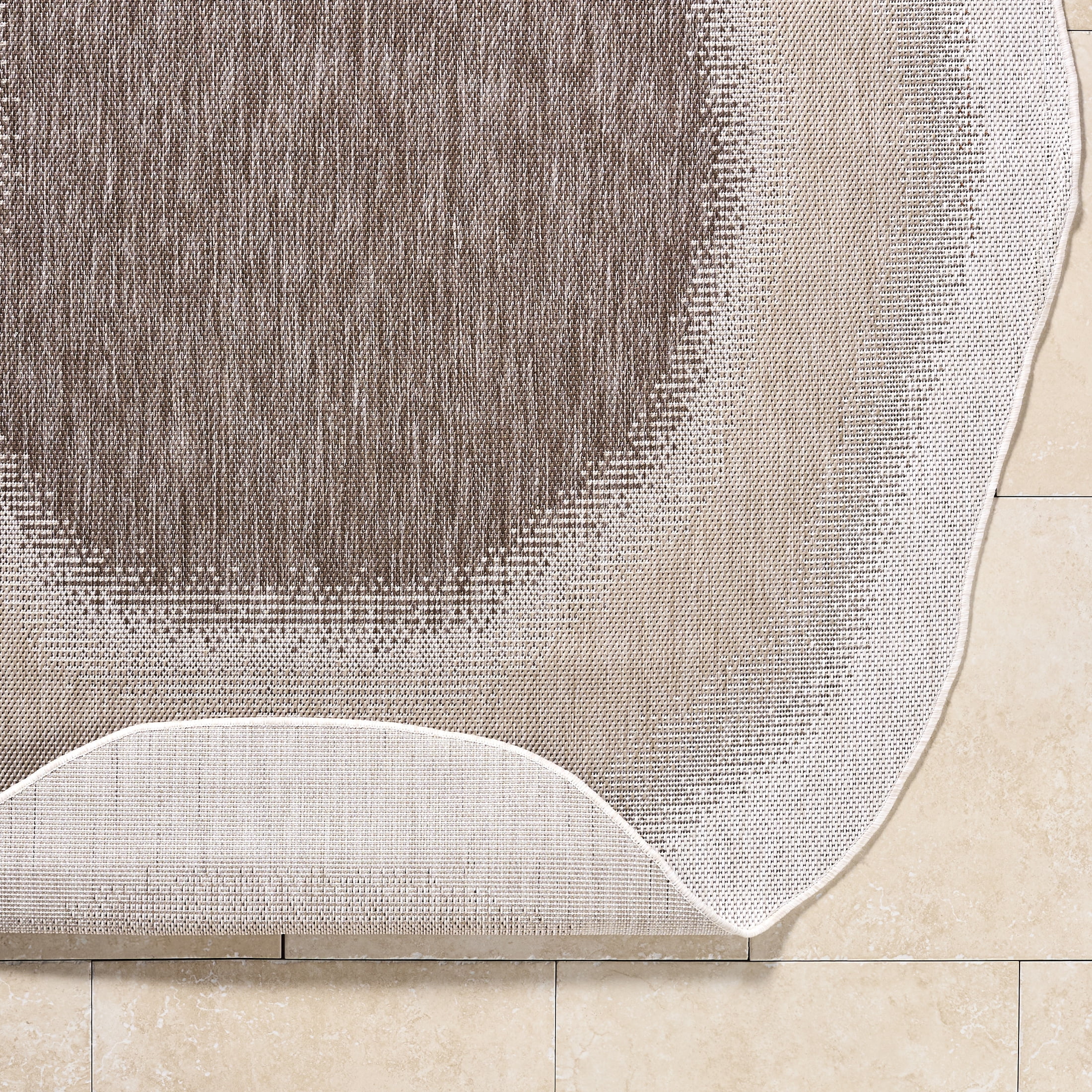 Livabliss Miami Beach Border Outdoor Area Rug, 9'2" x 12', Brown/Cream