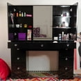 thumbnail image 4 of Ember Interiors Pro Black Makeup Vanity Desk with Glass Top, 10 Bulb Light Mirror, and Storage Cabinets, 4 of 13