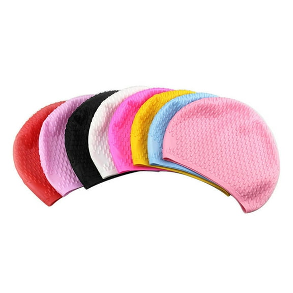 Raindrops Women's Swim Cap M Size with Ear , Comfortable Silicone Swim Hat for Pool and Beach