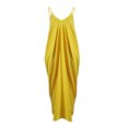 thumbnail image 2 of Bigersell Shirt Dresses for Women Fashion Knot Strap Shirred Back Solid Boho Sleeveless Slip Dress Women's Plus Little Black Dress Style 19404, Female Ankle Length Dresses Yellow XXL, 2 of 5