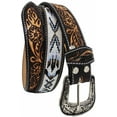 thumbnail image 3 of 37-38  Unisex 1.5" Western Floral Tooled Beaded Full-Grain Leather Belt 26RT43B, 3 of 4