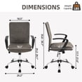 thumbnail image 3 of Linen Office Chair with Arms, Upholstered Mid-Back Desk Chair with Adjustable Height and Back Angle, 360° Swivel with Wheels for Home Office or Study (Dark Grey), 3 of 11