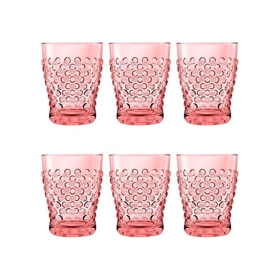 Hobnail Acrylic Drinking Glasses - Pink - 14 oz - Set of 6