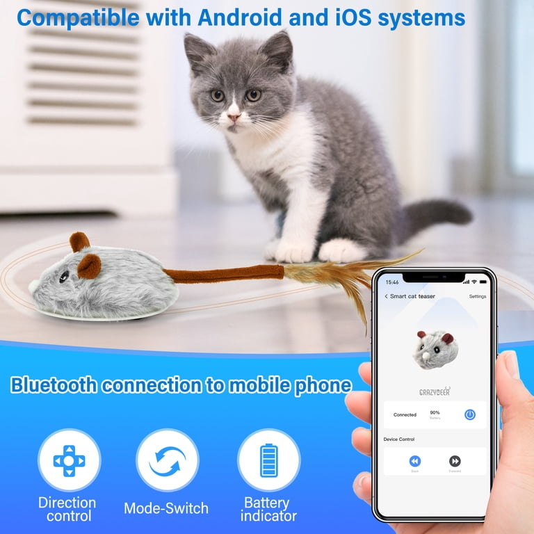 Fravsiu Afstandsbediening Muis Voor Katten – Automatisch Bewegend Speeltje Met Afstandsbediening, Interactief Jachtplezier Voor Binnenkatten, Oplaadbaar Via USB