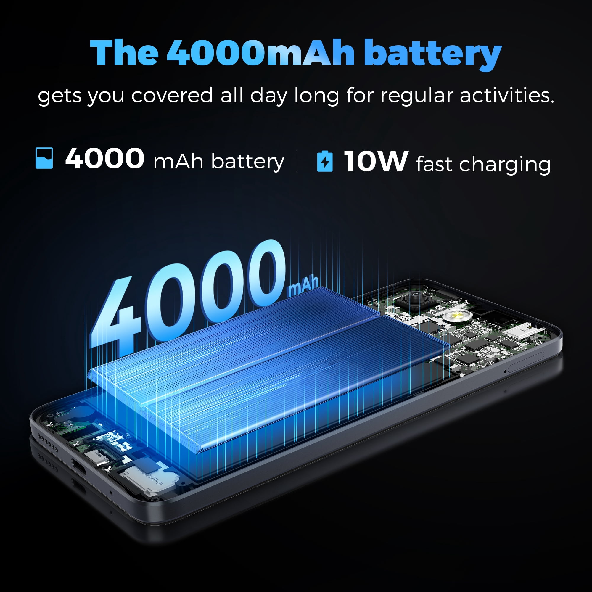 Miro A67 Unlock 8Core Android 14GO 6.75''HD Large Screen Smartphone with Expandable Storage 1TB Black