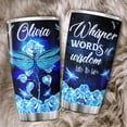 thumbnail image 5 of Tumbler Dragonfly Gifts For Women Whisper Words Of Wisdom Let It Be Coffee Cup With Name 20 Oz Insulated Tumblers Dragonfly Flower Print Stainless Steel Mug, 5 of 6
