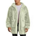 thumbnail image 3 of Txeol Unisex Fuzzy Fleece Cardigan with Hood Open Front Plush Warm Jacket Men's Women's Soft Sherpa Coat with Pockets Green 3XL, 3 of 10