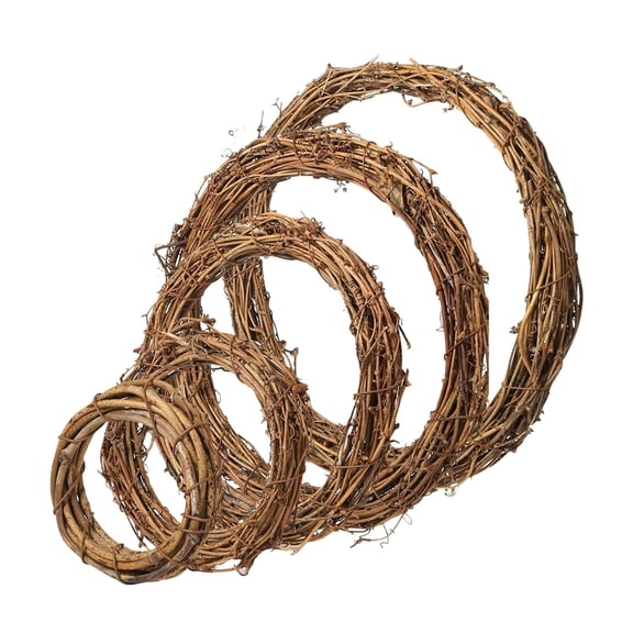 Natural Grapevine Wreath Set, Raw Twig Rattan Rings for DIY Craft Projects, Rustic Blank Base, Versatile Handmade Supply for Front Door Wall Hanging Wedding Holiday Home Decoration,8-inch