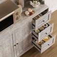 thumbnail image 3 of EastVita Kitchen Pantry Cabinet with Storage Buffet Cabinet with Countertop for Microwave Stand Tall Sideboard Storage Hutch Cabinets with LED 3 Drawers and Adjustable Shelves for Dining Room Grey, 3 of 7