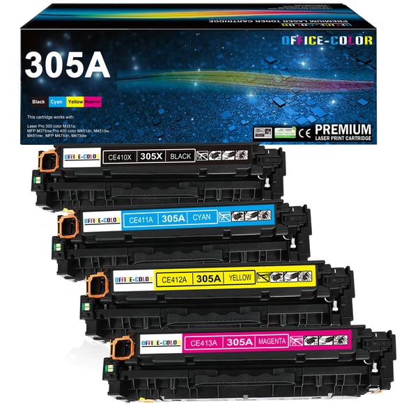 Paquete de 4 cartuchos de tóner para HP Laserjet Pro 400 Color M451