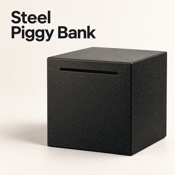 TAVENE Break‑Open Stainless Steel Adult Piggy Bank, 4.72‑Inch Black Unopenable Metal Money Storage Box, Saving Plan Supplies & Holiday Gift