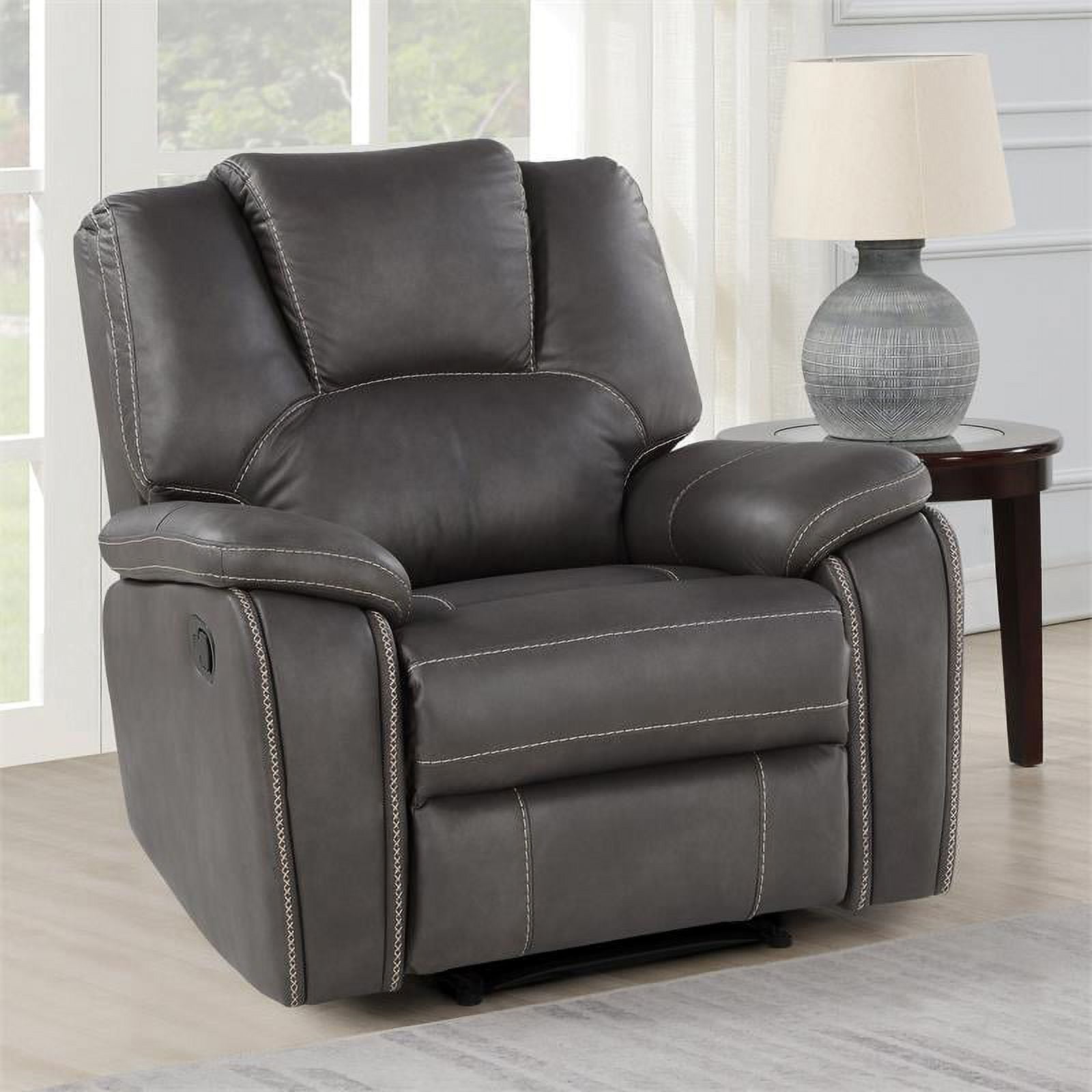Steve Silver Katrine Charcoal Gray Faux Leather Manual Recliner with Sinuous Spring Construction