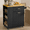 Black, variant on HQZX Rolling Kitchen Island Cart with Tilt Trash Cabinet,3 Spice Racks for Kitchen, 28.9"L,,Black