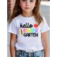 thumbnail image 1 of Colorful Soft Knit Girls' "Hello Kindergarten" T-Shirt | Round Neck, Short Sleeve, Apple & Pencil Design - Perfect for School Season, Casual Wear Tee, 1 of 7