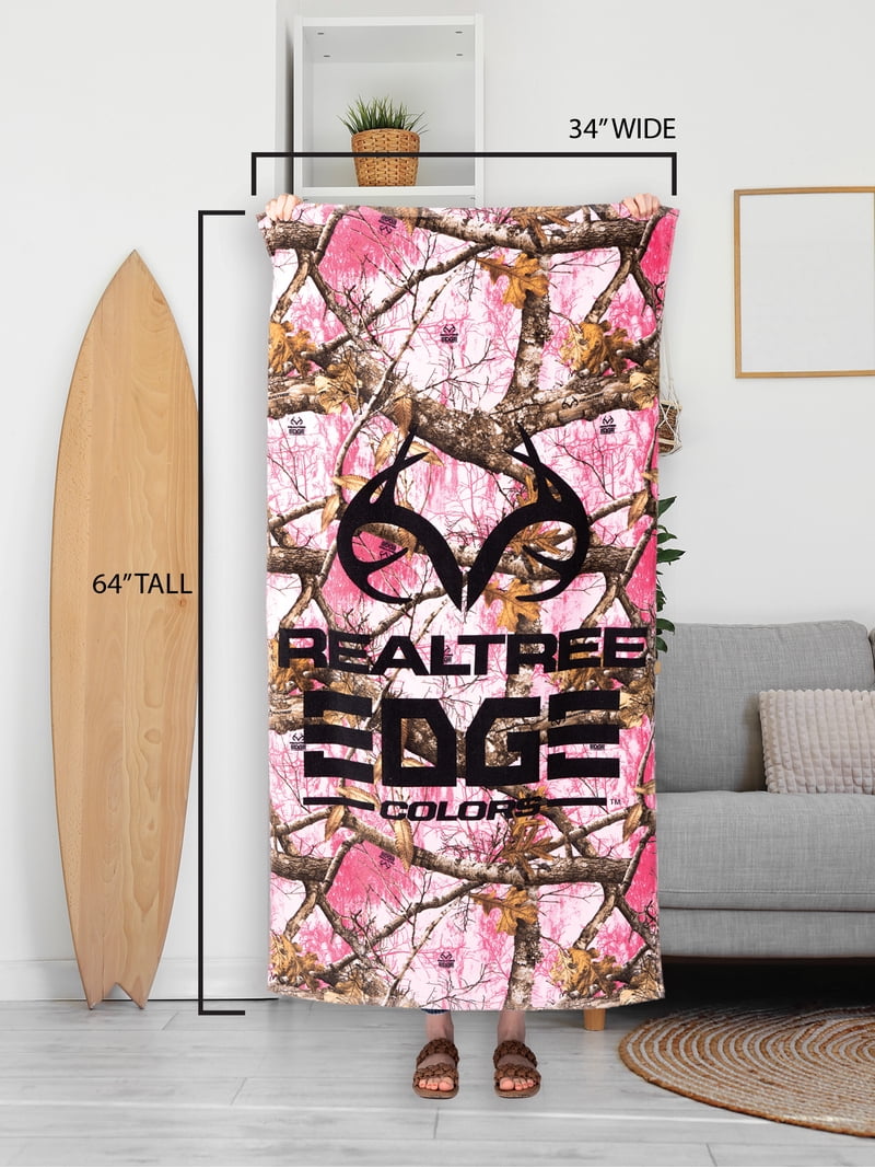 Realtree Edge Cotton Blend Pink Camo Graphic Print Quick Dry Beach
