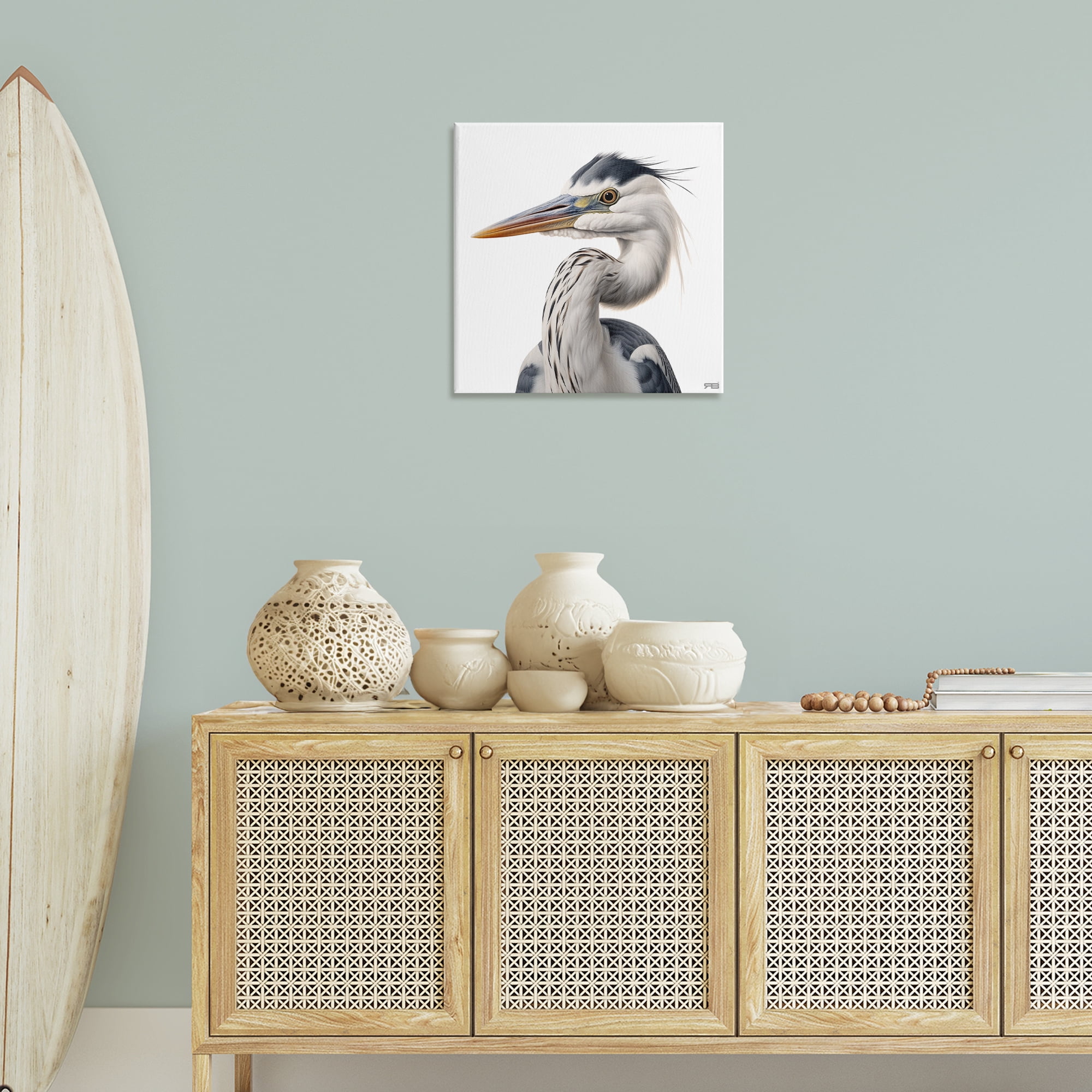 Stupell Industries Stoic Heron Looking Left Animals & Insects Painting Gallery Wrapped Canvas Art Print Wall Art, 24 x 24